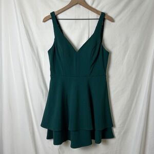 Womens Emerald Green Lace Babydoll Mini Dress Size 10/11 Forest Fairy Whimsigoth